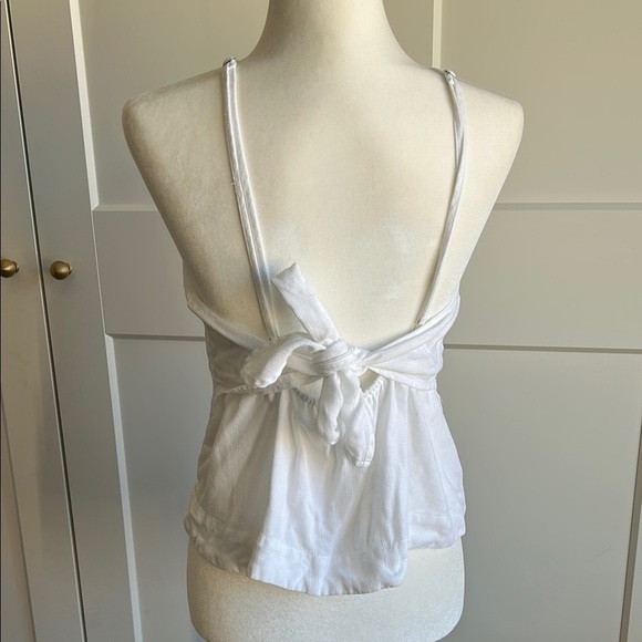 Cloth & Stone White Sleeveless Top with Back Tie | Medium - Picture 4 of 6